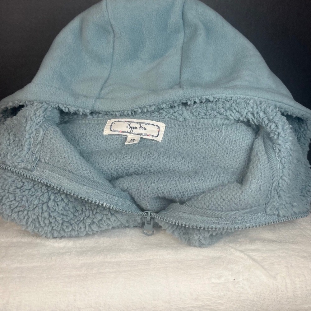 Hippie Rose Cozy Blue Sherpa Half-Zip Hoodie | Soft Plush Warm Winter Essential - Picture 9 of 9